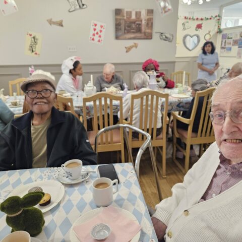 Mad Hatter’s Tea Party activity for residents at Nightingale House