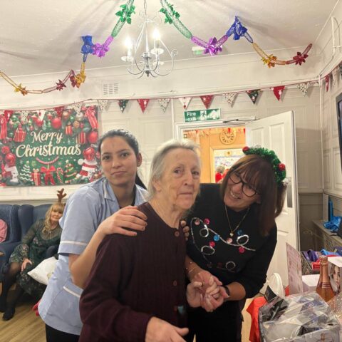 Residents, families and staff enjoying the Christmas Party at Nightingale Care Home