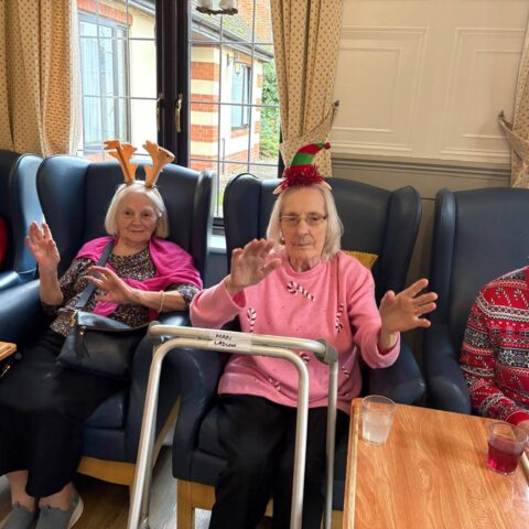 Residents celebrating Christmas together at Nightingale House
