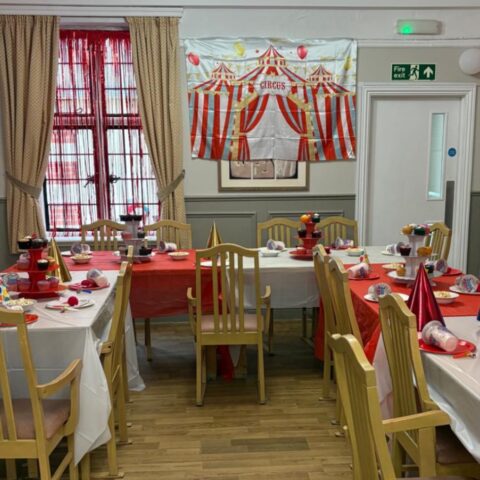 Residents enjoying the circus performance at Nightingale Care Home
