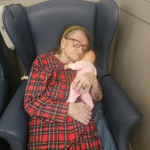 Residents and staff taking part in Sponsored PJ Day at Nightingale House