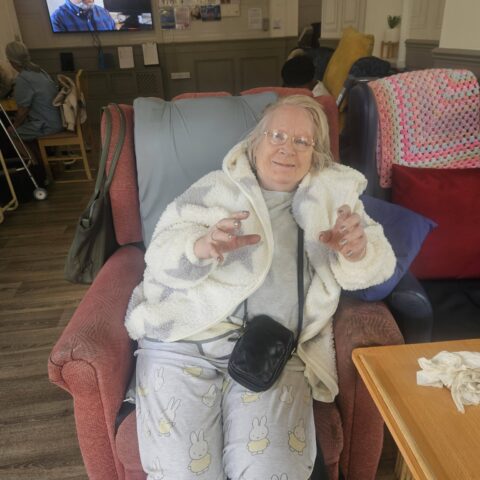 Residents and staff taking part in Sponsored PJ Day at Nightingale House