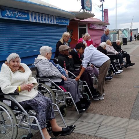 Nightingale House residents enjoying their Southend-on-Sea seaside outing