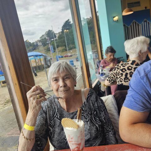 Nightingale House residents enjoying their Southend-on-Sea seaside outing