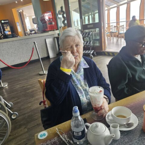 Nightingale House residents enjoying their Southend-on-Sea seaside outing