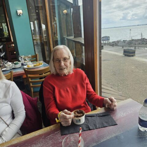 Nightingale House residents enjoying their Southend-on-Sea seaside outing