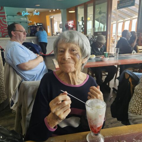 Nightingale House residents enjoying their Southend-on-Sea seaside outing
