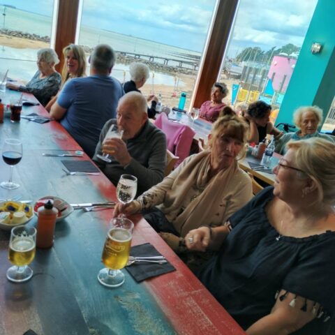 Nightingale House residents enjoying their Southend-on-Sea seaside outing