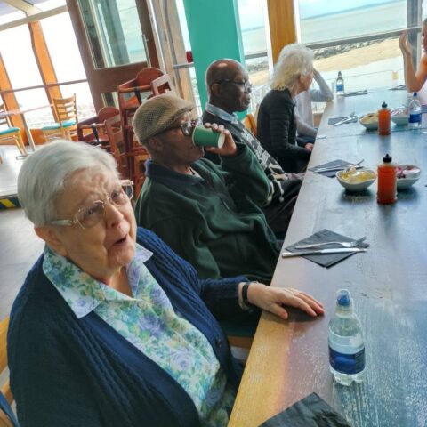Nightingale House residents enjoying their Southend-on-Sea seaside outing