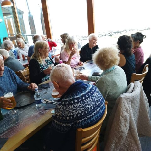 Nightingale House residents enjoying their Southend-on-Sea seaside outing